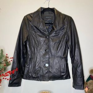 Jones New York Leather Jacket with Fringe